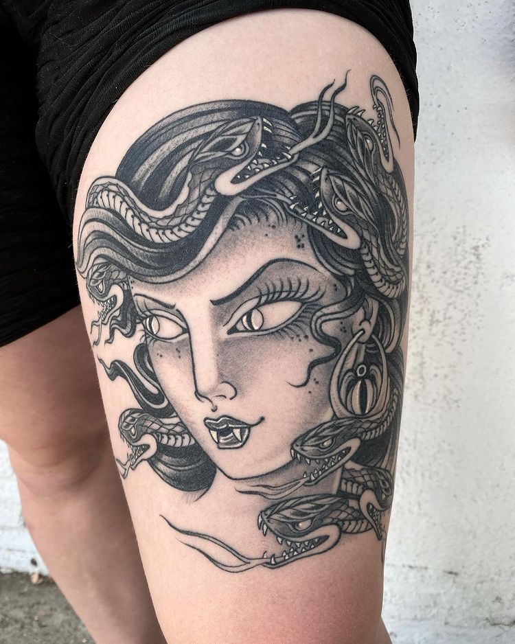 50 Eyecatching Medusa Thigh Tattoos for Women in 2022