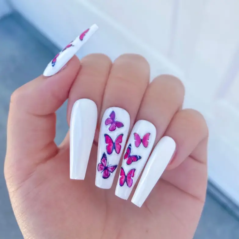 21 Trendy Pink Butterfly Nail Design Ideas for 2022