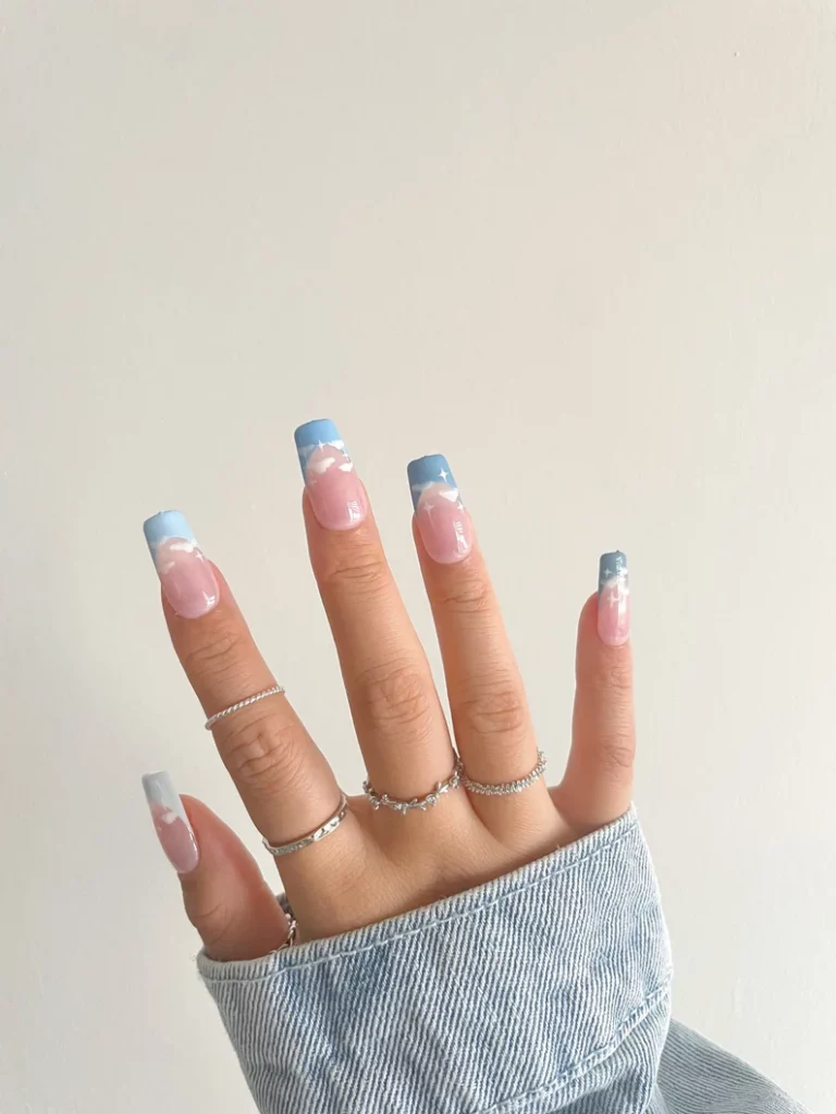 21 Coffin Style Baby Blue Nail Design Ideas To Try In 22