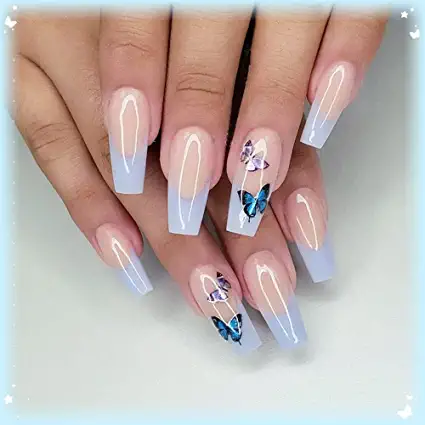 60 Gorgeous Blue Butterfly Nail Design Ideas in 2022