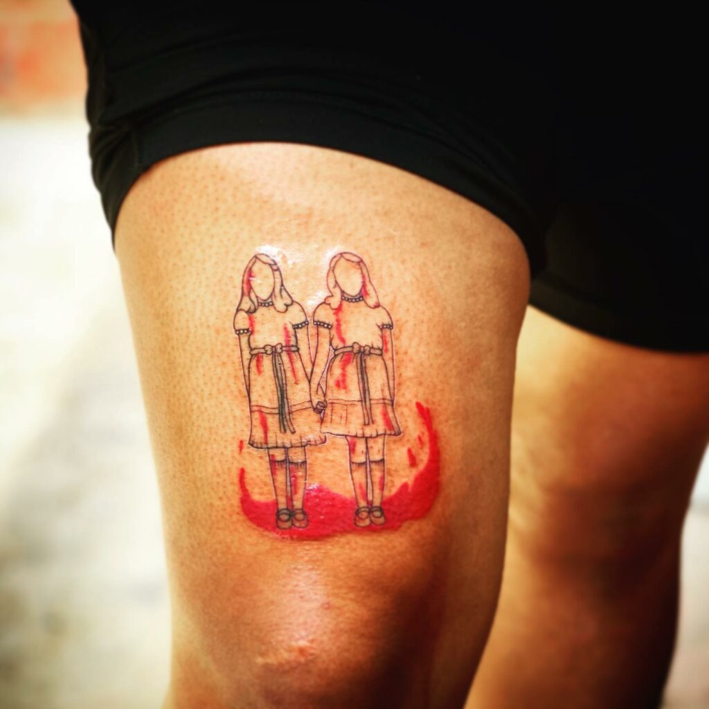 travel thigh tattoo